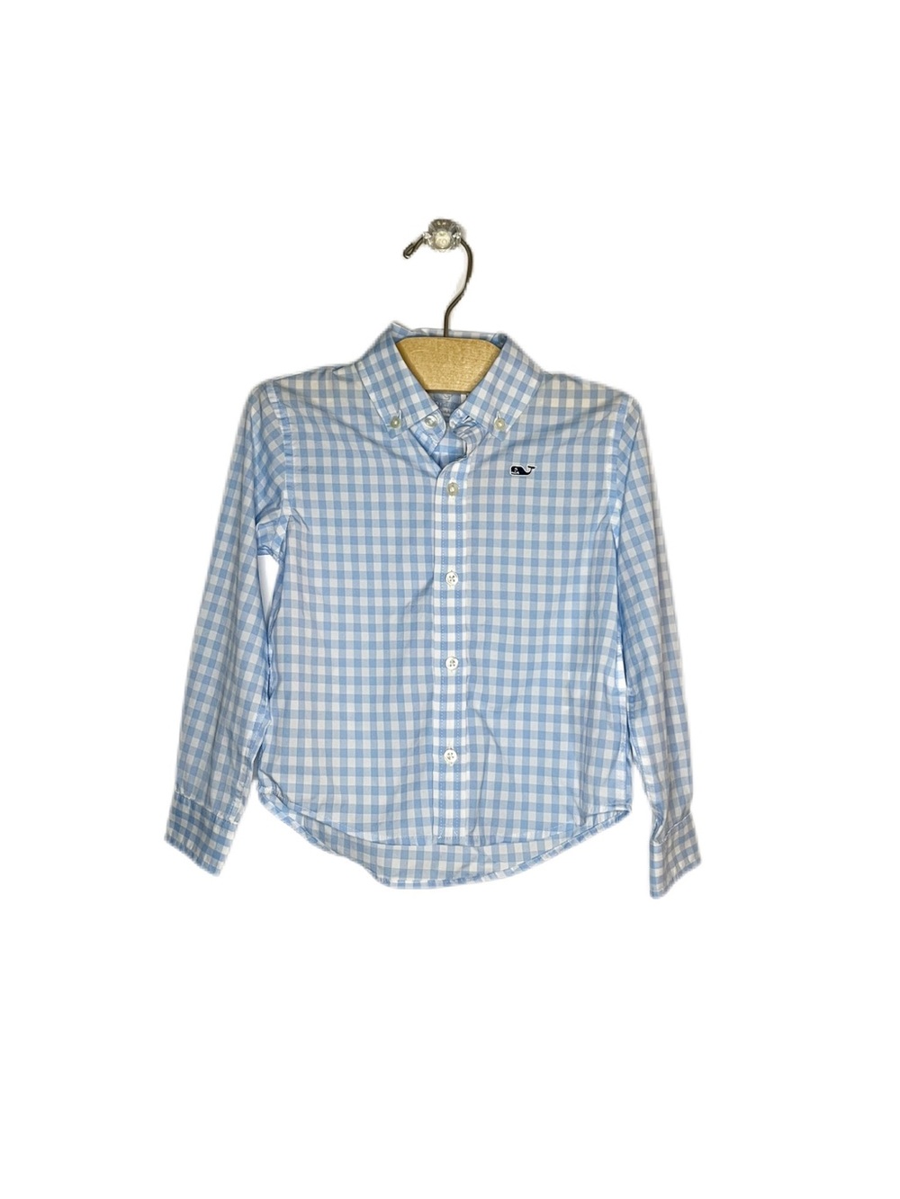 NWT Vineyard Vines 3T Blue & White Gingham Performance Button-Down Shirt